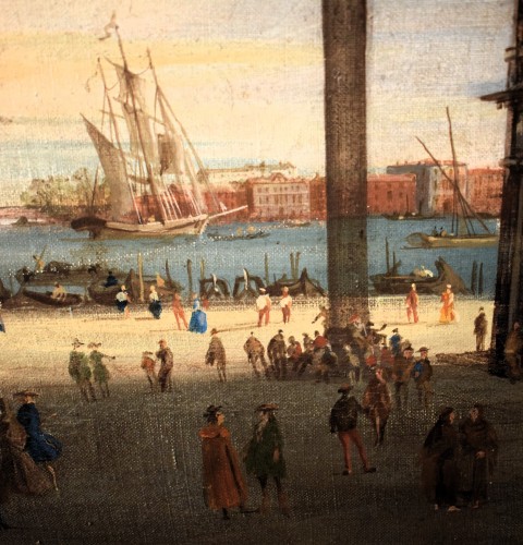 Antiquités - Venise, la place et le bassin Saint-Marc - Maître vénitien du 19e siècle
